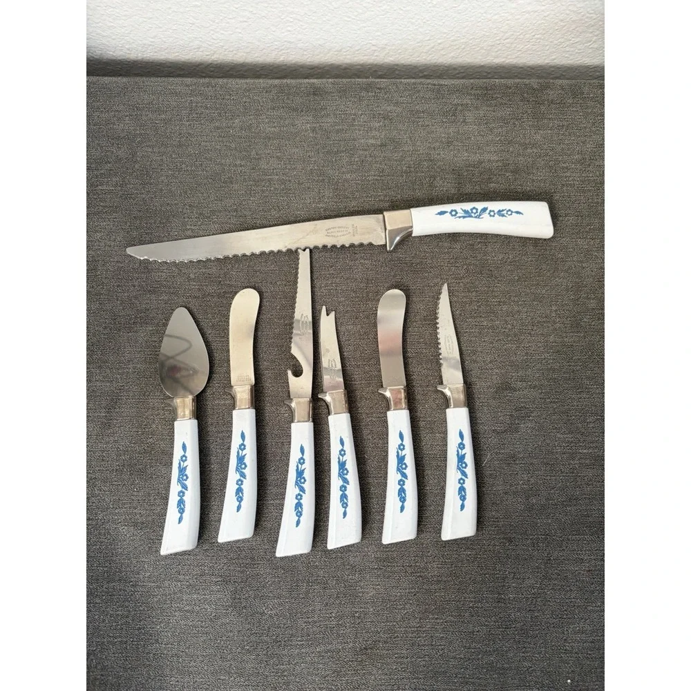 CORNFLOWER BLUE Lifetime Cutlery Stainless Blade Sheffield England- 7 Pieces